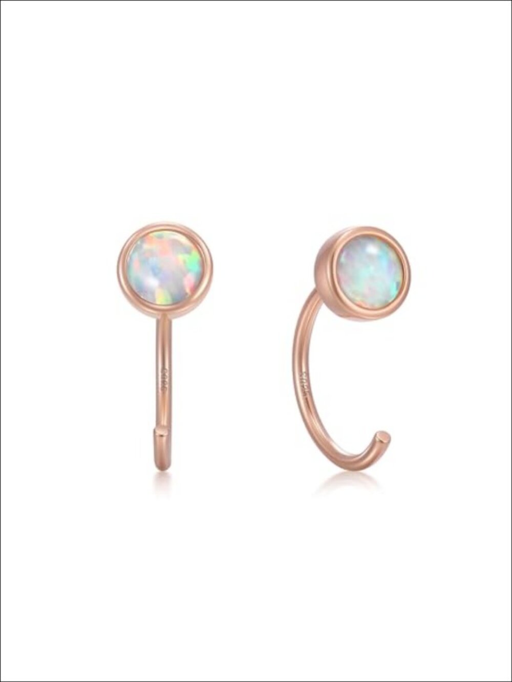 925 Sterling Silver Half Hoop Earrings 18K Rose Gold Plated Huggie Hoops for